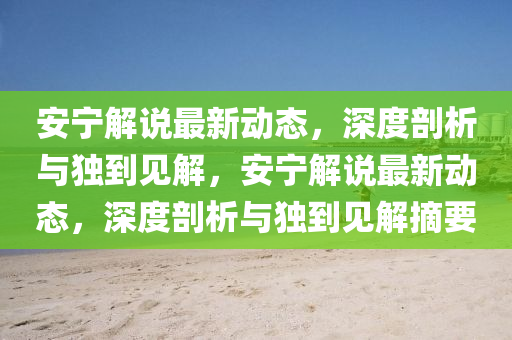 安寧解說(shuō)最新動(dòng)態(tài)，深度剖析與獨(dú)到見(jiàn)解，安寧解說(shuō)最新動(dòng)態(tài)，深度剖析與獨(dú)到見(jiàn)解摘要