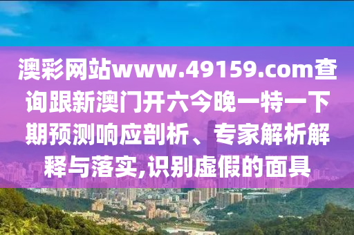 澳彩網(wǎng)站www.49159.соm查詢(xún)跟新澳門(mén)開(kāi)六今晚一特一下期預(yù)測(cè)響應(yīng)剖析、專(zhuān)家解析解釋與落實(shí),識(shí)別虛假的面具