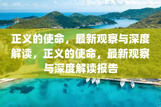 正義的使命，最新觀察與深度解讀，正義的使命，最新觀察與深度解讀報告