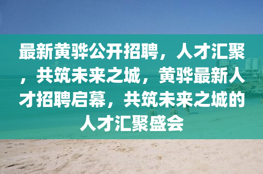 最新黃驊公開招聘，人才匯聚，共筑未來之城，黃驊最新人才招聘啟幕，共筑未來之城的人才匯聚盛會